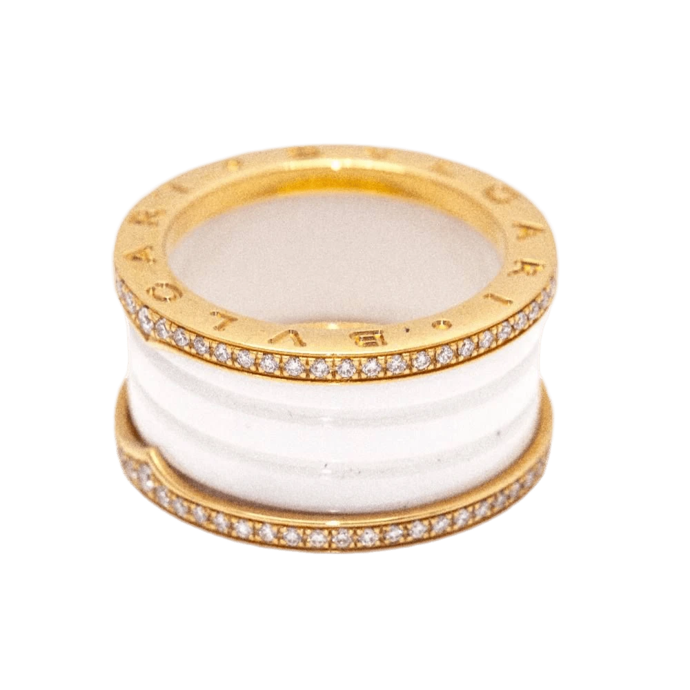 Bague BVLGARI "B.Zero1" En Or Rose, Céramique Et Diamants 1 Bague BVLGARI "B.Zero1" En Or Rose, Céramique Et Diamants