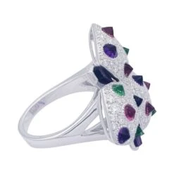 Miller Bague CARTIER "Caresse D'Orchidées" En Or Blanc, Diamants, Pierres De Couleurs. -Castafiore Boutique bague cartier caresse dorchidees en or blanc diamants pierres de couleurs 281057