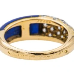 Bague Jonc CARTIER "Mimi" En Or Jaune, Lapis Lazuli Et Diamants -Castafiore Boutique bague cartier mimi en or jaune lapis lazuli et dliamants 729007