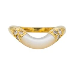 Bague CARTIER En Or Jaune, Pierre De Lune Et Diamants