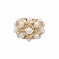 Miller Bague Pavée CHANEL "Baroque" En Or Jaune, Perles Et Diamants