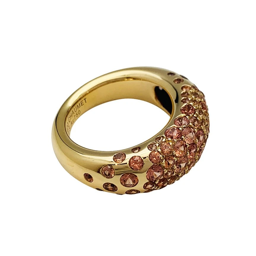 Miller Bague Jonc CHAUMET "Caviar" En Or Jaune Et Saphirs Oranges 5 Miller Bague Jonc CHAUMET "Caviar" En Or Jaune Et Saphirs Oranges – Image 5