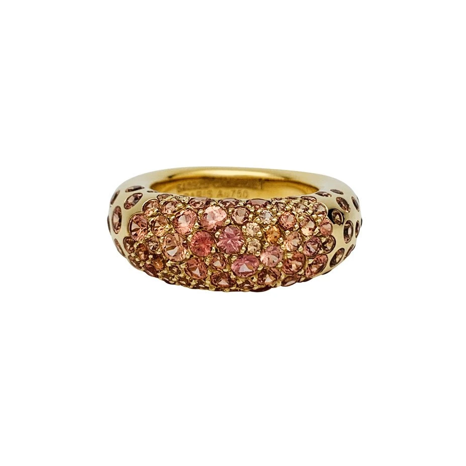 Miller Bague Jonc CHAUMET "Caviar" En Or Jaune Et Saphirs Oranges 1 Miller Bague Jonc CHAUMET "Caviar" En Or Jaune Et Saphirs Oranges