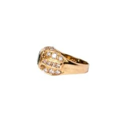 Bague Chevalière En Or Jaune, émeraude Et Diamants -Castafiore Boutique bague chevaliere en or jaune emeraude et diamants 485267