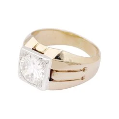 Miller Bague Chevalière En Or Jaune Et Blanc Et Diamant -Castafiore Boutique bague chevaliere en or jaune et blanc et diamant 235683