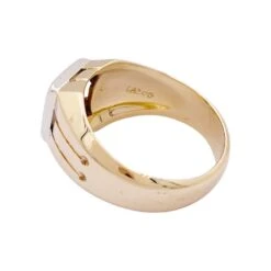 Miller Bague Chevalière En Or Jaune Et Blanc Et Diamant -Castafiore Boutique bague chevaliere en or jaune et blanc et diamant 748047