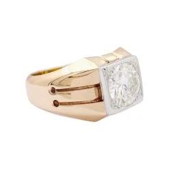 Miller Bague Chevalière En Or Jaune Et Blanc Et Diamant -Castafiore Boutique bague chevaliere en or jaune et blanc et diamant 968644