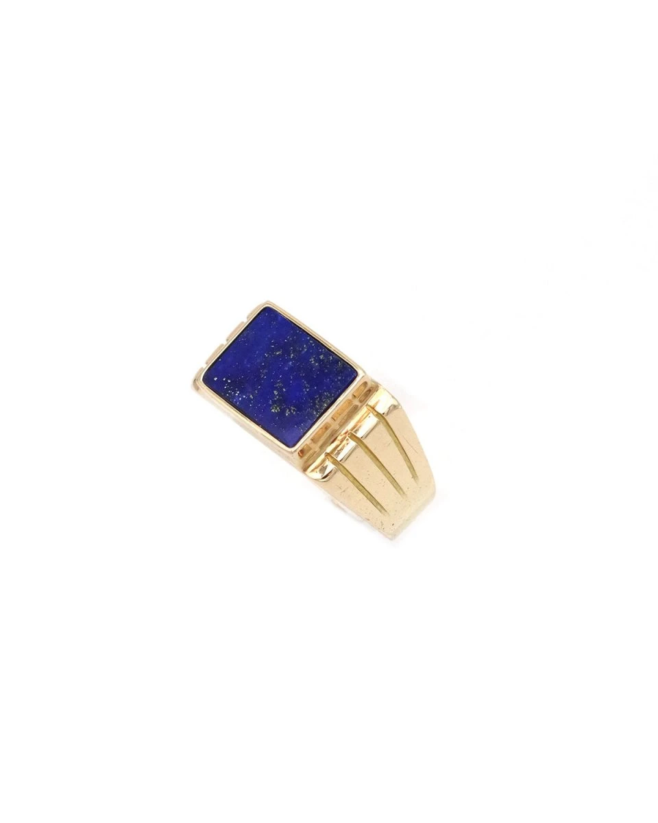 Bague Chevalière En Or Jaune Et Lapis-lazuli 3 Bague Chevalière En Or Jaune Et Lapis-lazuli – Image 3