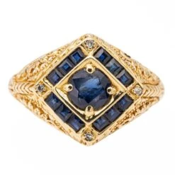 Bague Chevalière En Or Jaune Et Saphirs