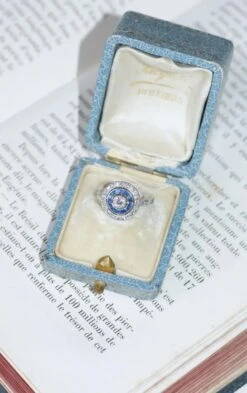 Bague Cible Art Deco Saphirs Et Diamants -Castafiore Boutique bague cible art deco saphirs et diamants 514311