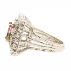 Bague Cocktail En Or Blanc, Diamants Et Tourmaline -Castafiore Boutique bague cocktail en or blanc diamants et tourmaline 123859