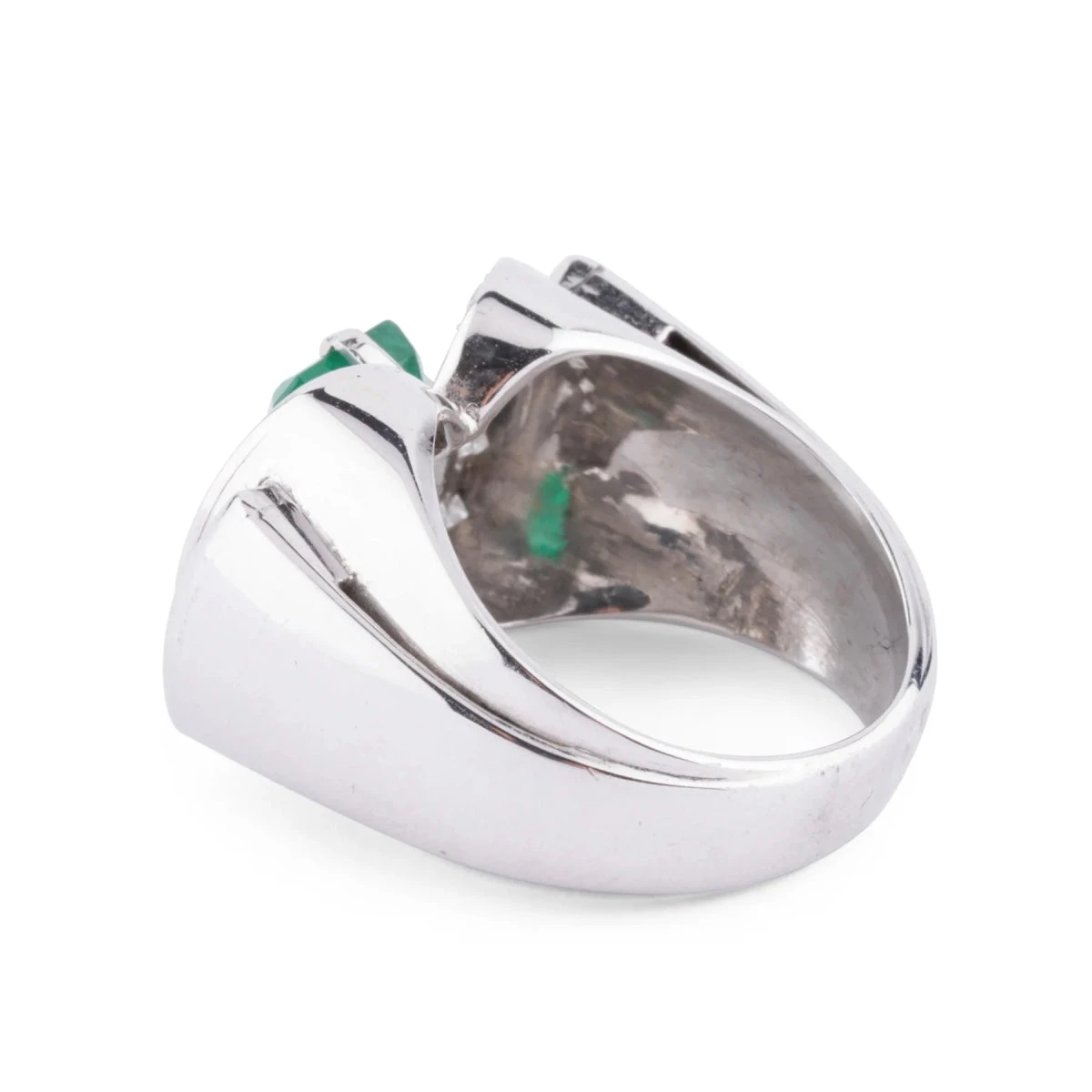 Bague Cocktail En Or Blanc, émeraude Et Diamants 9 Bague Cocktail En Or Blanc, émeraude Et Diamants – Image 9