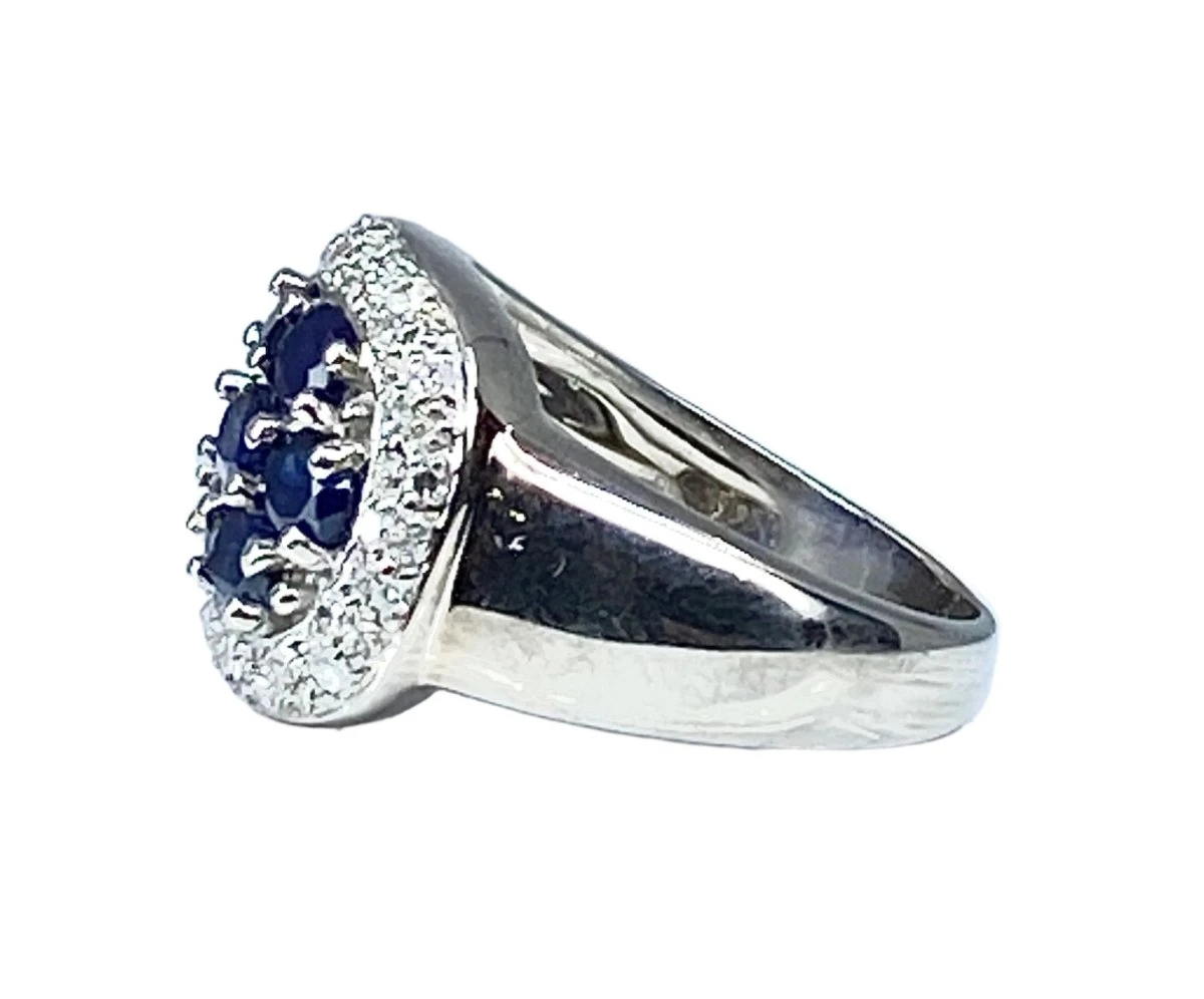 Bague Bandeau En Or Blanc, Saphirs Et Diamants 5 Bague Bandeau En Or Blanc, Saphirs Et Diamants – Image 5