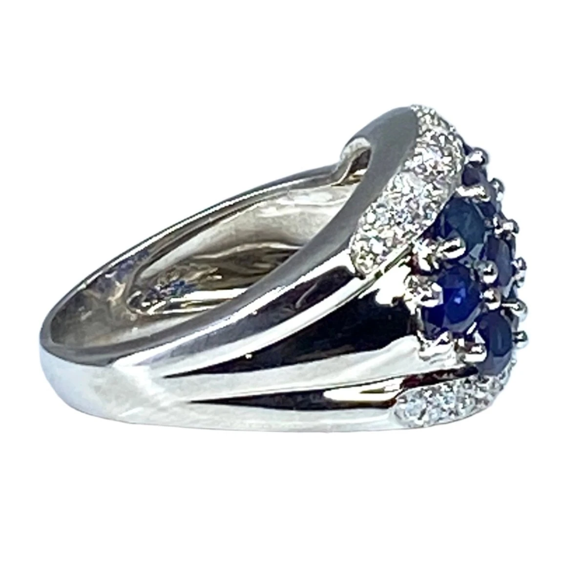 Bague Bandeau En Or Blanc, Saphirs Et Diamants 3 Bague Bandeau En Or Blanc, Saphirs Et Diamants – Image 3