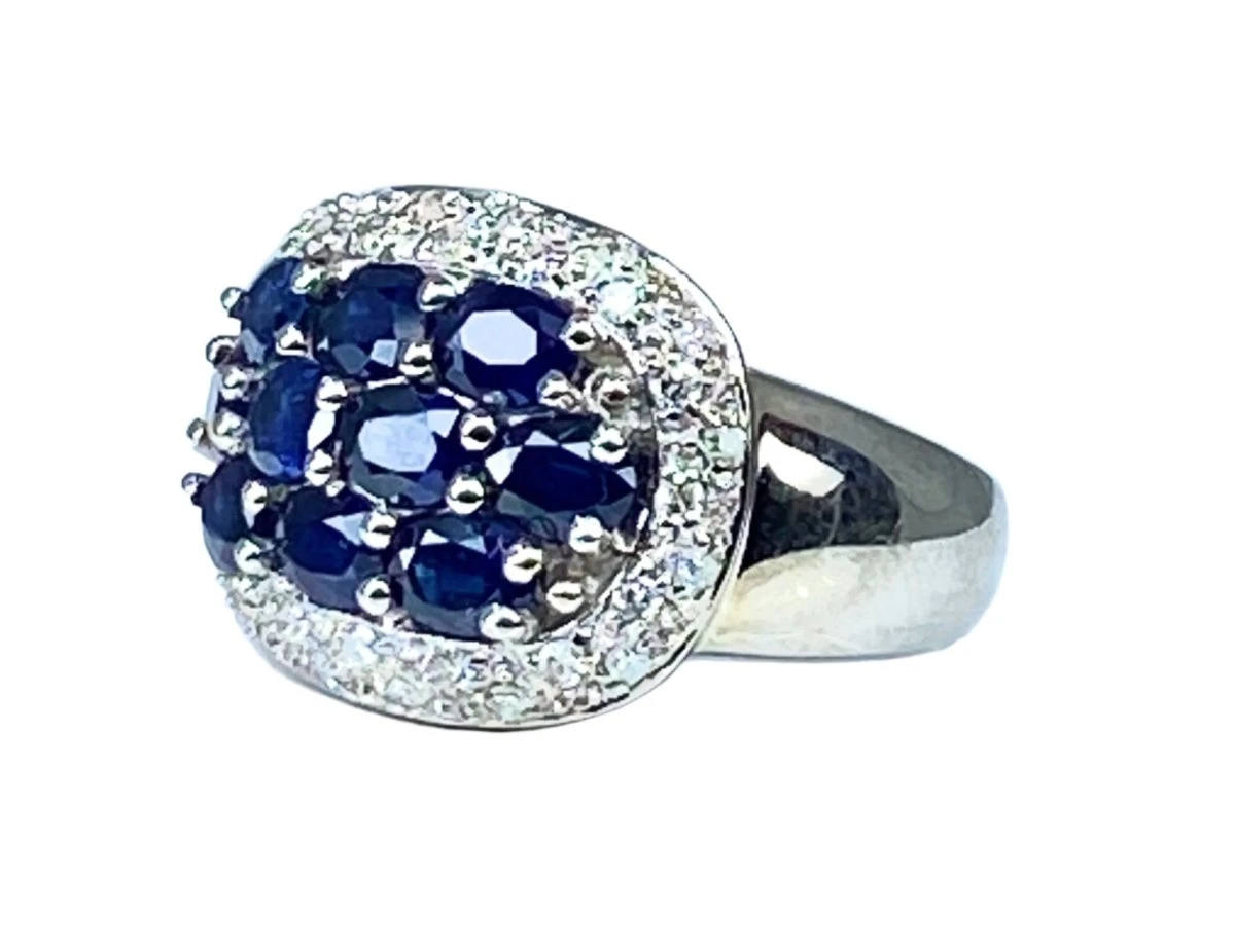 Bague Bandeau En Or Blanc, Saphirs Et Diamants 6 Bague Bandeau En Or Blanc, Saphirs Et Diamants – Image 6