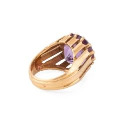 Bague Cocktail En Or Jaune Et Améthyste -Castafiore Boutique bague cocktail en or jaune et amethyste 611375