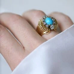 Bague Cocktail En Or Jaune, Platine Et Diamants -Castafiore Boutique bague cocktail en or jaune platine et diamants 861808