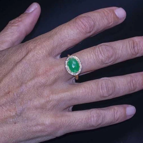 Bague DANZE En Or Jaune, Chrysoprase Et Diamants 2 Bague DANZE En Or Jaune, Chrysoprase Et Diamants – Image 2