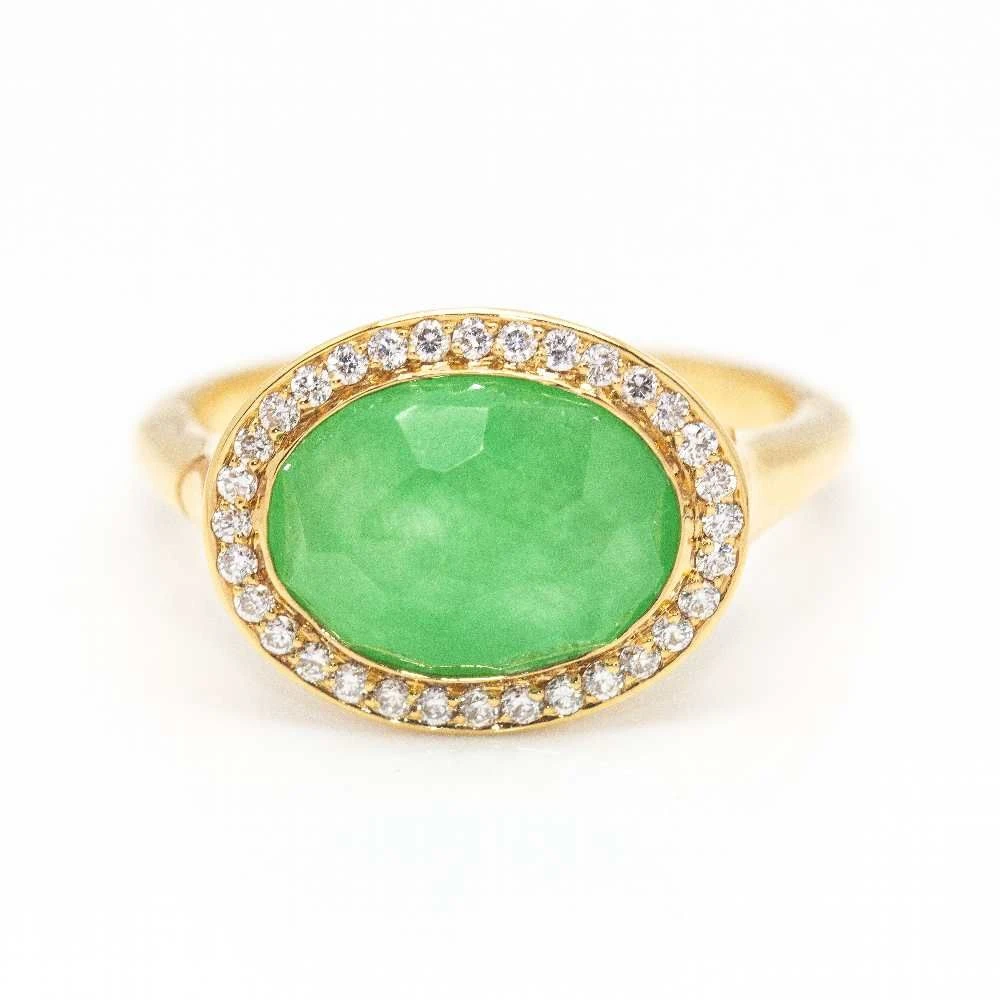 Bague DANZE En Or Jaune, Chrysoprase Et Diamants 1 Bague DANZE En Or Jaune, Chrysoprase Et Diamants