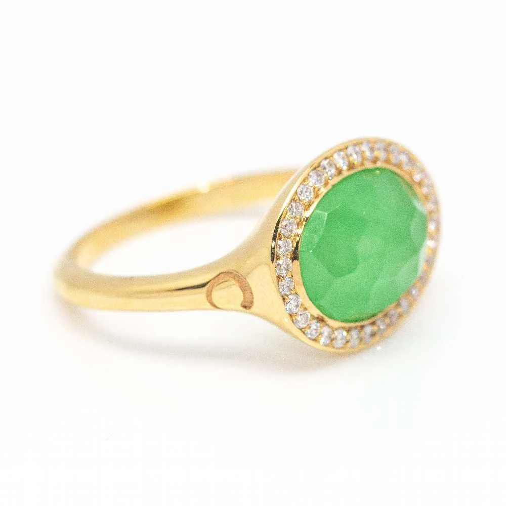 Bague DANZE En Or Jaune, Chrysoprase Et Diamants 4 Bague DANZE En Or Jaune, Chrysoprase Et Diamants – Image 4