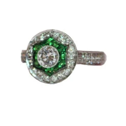 Bague De Style Art Déco Tsavorites Et Diamants