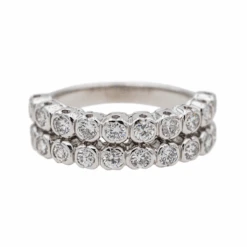 Bague Demi-Alliance En Or Blanc, Platine Et Diamants