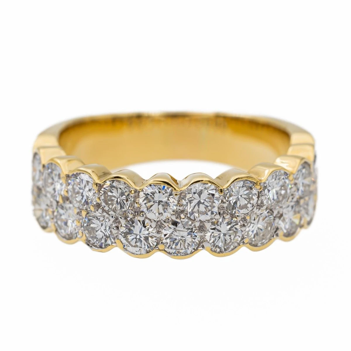 Bague Demi Alliance En Or Jaune, Blanc, Et Diamant 1 Bague Demi Alliance En Or Jaune, Blanc, Et Diamant