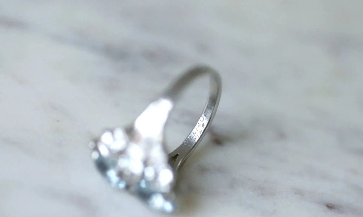Bague Dôme Art Deco Aigue-marine Et Diamant 10 Bague Dôme Art Deco Aigue-marine Et Diamant – Image 10