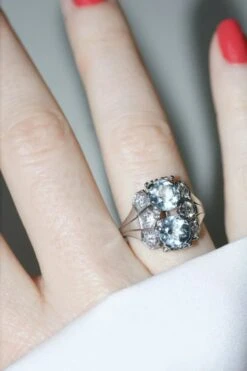 Bague Dôme Art Deco Aigue-marine Et Diamant 13 Bague Dôme Art Deco Aigue-marine Et Diamant -Castafiore Boutique bague dome art deco aigue marine et diamant 313822
