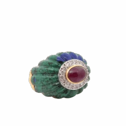 Bague Dôme DAVID WEBB En Or Jaune, Malachite, Rubis Et Diamants -Castafiore Boutique bague dome david webb en or jaune malachite rubis et diamants 473087