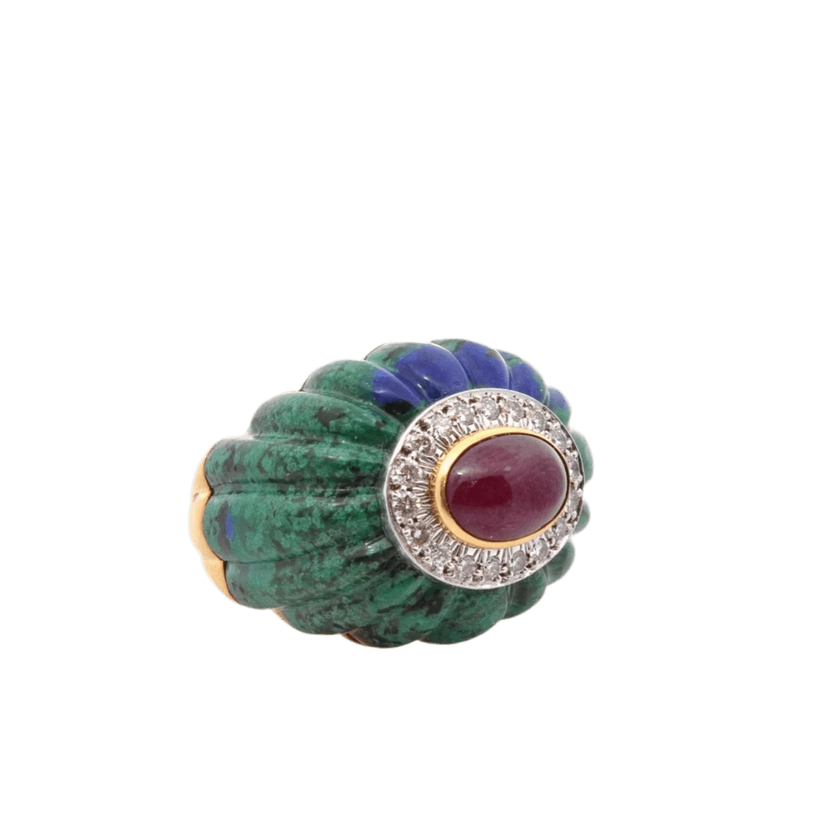 Bague Dôme DAVID WEBB En Or Jaune, Rubis, Azurmalachine Et Diamants 5 Bague Dôme DAVID WEBB En Or Jaune, Rubis, Azurmalachine Et Diamants – Image 5