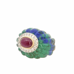 Bague Dôme DAVID WEBB En Or Jaune, Rubis, Azurmalachine Et Diamants 7 Bague Dôme DAVID WEBB En Or Jaune, Rubis, Azurmalachine Et Diamants -Castafiore Boutique bague dome david webb en or jaune rubis azurmalachine et diamants 9940338