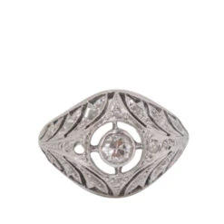 Bague Dôme En Or Blanc Et Platine