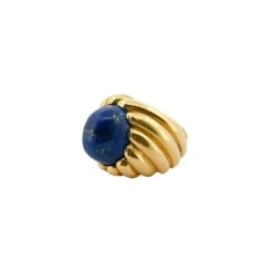 Bague Dôme En Or Jaune Et Lapis Lazuli -Castafiore Boutique bague dome en or jaune et lapis lazuli 432632