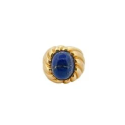 Bague Dôme En Or Jaune Et Lapis Lazuli