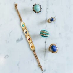 Bague Jonc En Or Jaune, Lapis Lazuli Et Diamants -Castafiore Boutique bague dome en or jaune lapis lazuli et diamants 536210