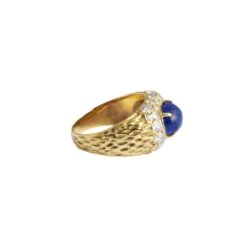 Bague Jonc En Or Jaune, Lapis Lazuli Et Diamants -Castafiore Boutique bague dome en or jaune lapis lazuli et diamants 648150