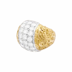 Miller Bague Dôme En Or Jaune, Or Blanc Et Diamants -Castafiore Boutique bague dome en or jaune or blanc et diamants 4432327
