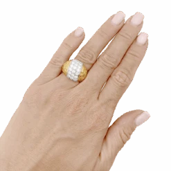 Miller Bague Dôme En Or Jaune, Or Blanc Et Diamants -Castafiore Boutique bague dome en or jaune or blanc et diamants 8946846