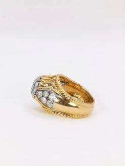 Bague Dome En Or Jaune, Platine Et Diamant 1 Carat -Castafiore Boutique bague dome en or jaune platine et diamant 1 carat 130867