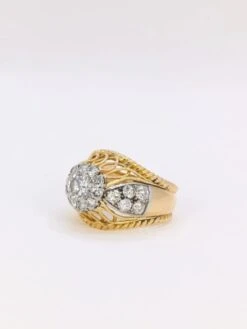 Bague Dome En Or Jaune, Platine Et Diamant 1 Carat -Castafiore Boutique bague dome en or jaune platine et diamant 1 carat 246194