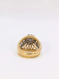 Bague Dome En Or Jaune, Platine Et Diamant 1 Carat -Castafiore Boutique bague dome en or jaune platine et diamant 1 carat 695411