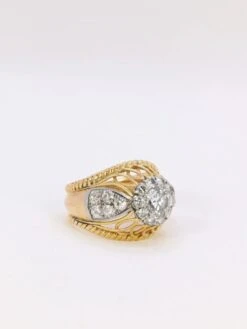 Bague Dome En Or Jaune, Platine Et Diamant 1 Carat -Castafiore Boutique bague dome en or jaune platine et diamant 1 carat 984441