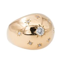 Bague Dôme En Or Rose Et Diamants -Castafiore Boutique bague dome en or rose et diamants 743363