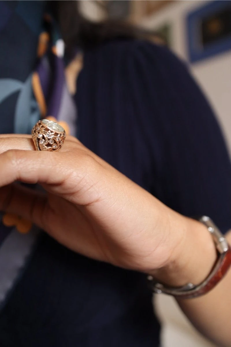 Bague Dôme En Or Rose, Sertie D'un Diamant Taille Ancienne Ovale De 7 Carats Environ 7 Bague Dôme En Or Rose, Sertie D'un Diamant Taille Ancienne Ovale De 7 Carats Environ – Image 7