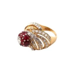 Bague Dôme MARCHAK En Or Jaune, Rubis Et Diamants -Castafiore Boutique bague dome marchak en or jaune rubis et diamants 275120