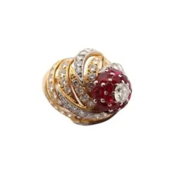 Bague Dôme MARCHAK En Or Jaune, Rubis Et Diamants -Castafiore Boutique bague dome marchak en or jaune rubis et diamants 945865