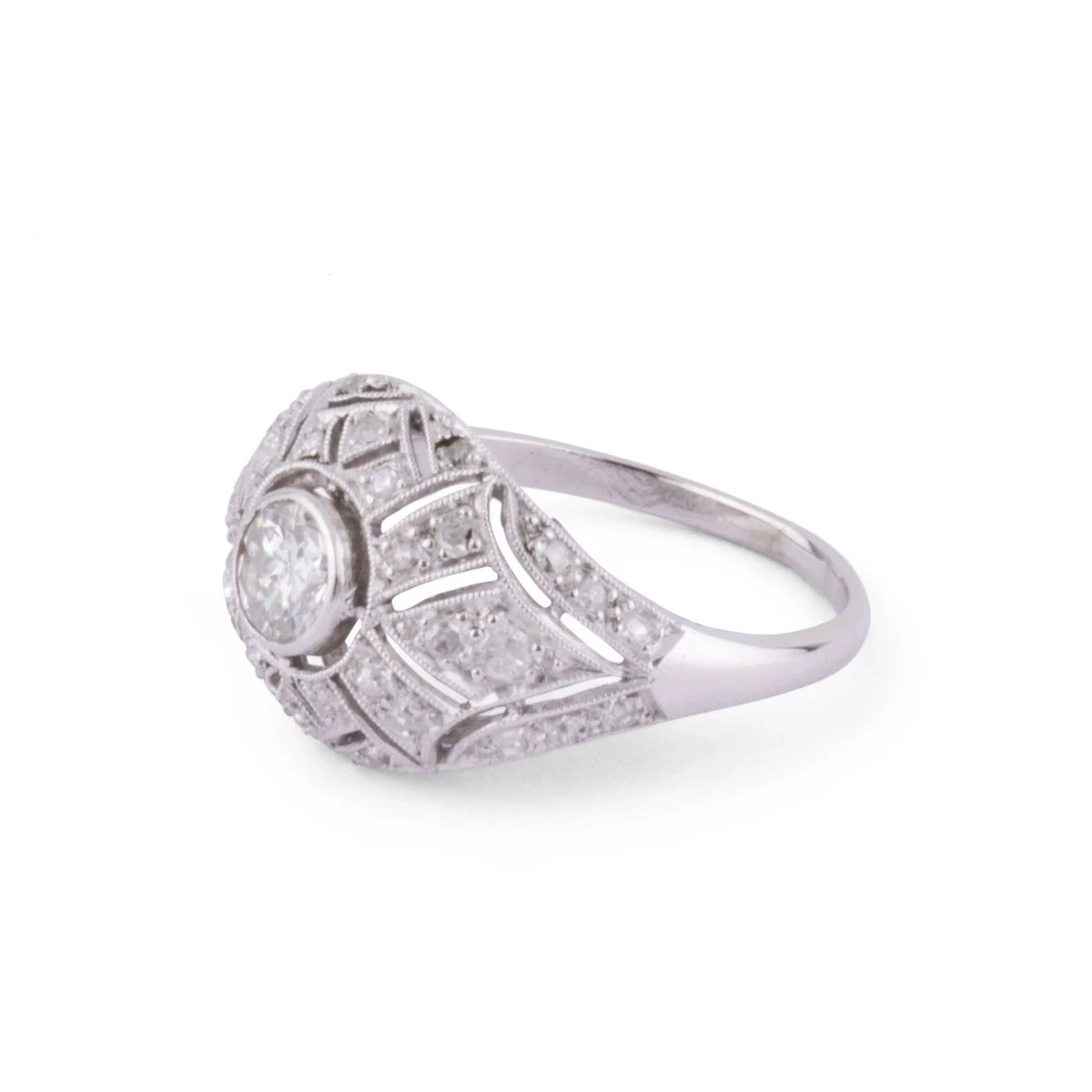 Bague Dôme En Platine Et Diamant 2 Bague Dôme En Platine Et Diamant – Image 2