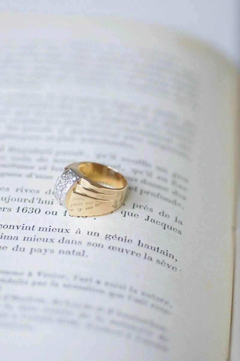 Bague Dome Tank Diamants, Or Et Platine 4 Bague Dome Tank Diamants, Or Et Platine – Image 4