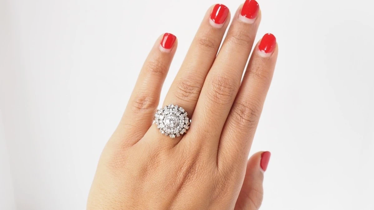 Bague Dôme Vintage En Palladium Et Diamants 2 Bague Dôme Vintage En Palladium Et Diamants – Image 2